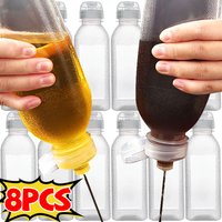 8-1Pcs Leakproof Squeeze Bottles with Removable Caps Clear Jar for Sauces Ketchup Oil Honey Storage Kitchen Picnics BBQ Supplies