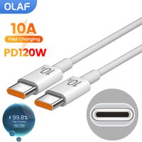 PD 120W 10A Dual Type C Fast Charging Cable For iPhone 15 Samsung Xiaomi Huawei Honor Quick Charge USB Type C Cable Data Cord