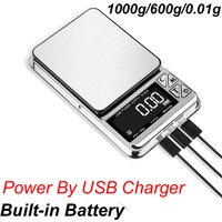 Electronic Type-C Micro USB Power Digital Scale Mini Precision 1000g/600g 0.01g LCD Jewelry Balance Scales Built-in Battery