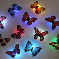 5/10Pcs Creative Butterfly Night Light Set Stickable LED Glowing Colorful DIY Wall Decor Funny House Lighting
