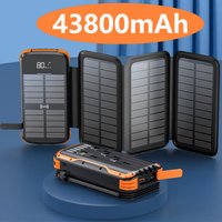 43800mAh Solar Power Bank Fast Wireless Charger Powerbank for iPhone 16 Samsung S25 Huawei Xiaomi PD 20W Fast Charging Powerbank