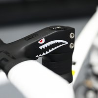 2PCS/SET Cute Shark Mouth Waterproof Stickers Black White Decals for Bike Stem Helmet Decor