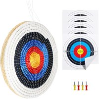 Reusable Archery Target Face 3-Layer Straw Construction for Recurve Bow Practice - Durable Outdoor Shooting Accessories with 5 P