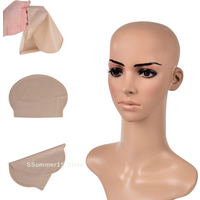 【R】1pc Fake Latex Flesh Skin Unisex Bald Head Wig Cap Rubber Skinhead Costume Prank