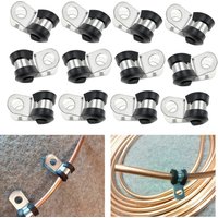 12 Pcs Brake Pipe Clips Zinc+Rubber Designed For 3/16" Pipes Brake Gas Line Pipe Fixing Clamp Metal P Clips Car Parts