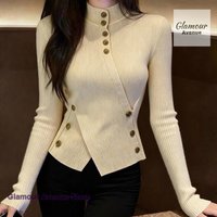 French retro solid color semi-turtle neck knitted bottoming shirt women wear autumn and winter waist slim long-sleeved tops.