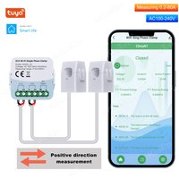 Tuya Wifi Electric Consumption Meter Bidirection 2 Channel Power Meter with Current Transformer Clamp 80A 110V/240V Wattmeter