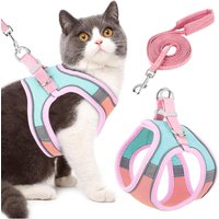 Cute Cat Harness with Leash, Non-Slip, Kitten Velcro Safety Buckle, Reflective at Night, Pet Walking Leash