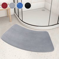 2025 Solid Color Flannel Bath Mat PVC Bottom Curved Fan-shaped Floor Mats High Quality Soft Absorbent Non-slip Mat for Bathroom