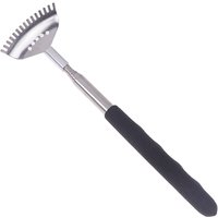 ^1pc New Extendable Back Scratcher The Head Has 15 Rakes, Stainless Steel Portable Telescopic Rubber Handle Back Scratchers