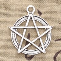 12pcs Charms Star Pentagram 31x27mm Antique Bronze Silver Color Plated Pendants Making DIY Handmade Tibetan Jewelry