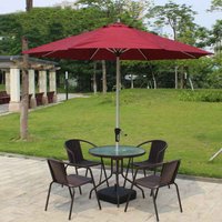 Modern Outdoor Garden Cafe Milk Tea Shop Table Chair Set Polyester Chair Patio Umbrella Sunshade Waterproof Metal Pole
