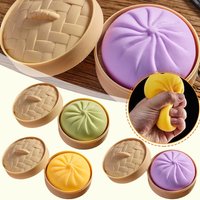 6cm Steamer Basket Dumpling Squishy Toy Colorful Bun Modeling Soft Squeeze Dough Ball Fidget Sensory Toy For Daily Mood Relief