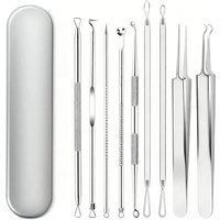 9pcs Blackhead Remover Tools, Pimple Popper Tool Kit with 2 Tweezers, Stainless Steel Comedone Extractor, Blackhead Tweezers