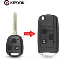 KEYYOU For Toyota Land Cruiser Camry Corolla 2 3 Buttons Flip Car Key Shell Case Modified Folding Car Key Uncut TOY43 Blade