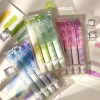 4/12 Colors Gradient Highlighters, Cute Retractable Press Type Pastel Markers,Quick Dry No Bleed Pens for School Office Supplies