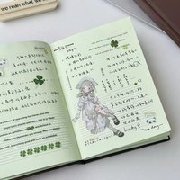 A6 Japanese notebook journal Handbook Green Inner Page Niche Ins cute Diary Office Journal Diary notepad Stationery Student