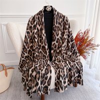 Winter Travel Warm Cashmere Shawl Scarf Fashion Women Luxury Leopard Print Pashmina Blanket Wraps Female Poncho Bufanda