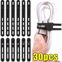 Elastic Silicone Cable Ties Soft Adjustable Cable Straps Cord Bundle Organizer Wrap Reusable Wire Management with Lock Buckle
