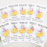10Set “You are a star”Inspirational greeting card Set of cute resin star keychain pendants Can be used to decorate Christmas tre