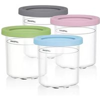 Creami Pints and Lids for Ninja - 4 pack Creamy Icecream Containers Cups Jars Tubs Canisters Set, Smoothie Pot Compatible