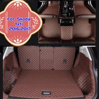 For Skoda Yeti 2016-2017 Car Trunk Mat Car Floor Mats Foot Pads Carpet Artificial Leather Car Accessories Universal Car Floor Ma