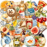 50-100PCS Cartoon Time Grocery Stickers Healing Country Life Animal Food Waterproof Decorative Decals