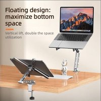 2-in-1 detachable Laptop Stand with 360 Rotating Base,Notebook Metal Holder Tablet Arm Mount for Desk, Foldable for Easy Storage