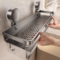 Wall Mounted Bathroom Suction Cup Shelf Multi-Purpose Rack Towel Holder for Washbasin Kitchen Storage Organizer