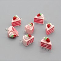 10pcs/pack 3D Resin Simulation Layer Cake Charms Cute Imitation Strawberry Cake Pendant for Earrings Bracelets DIY Jewelry Gift