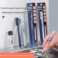 Press Retractable Pencil Eraser Correction Supplies with Refillable Pen Style Automatic Pencil Rubber Writing School Stationery