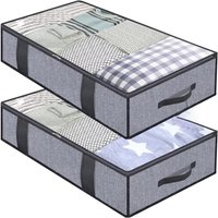 2pcs under the bed quilt storage bag with cover can be folded, can be used for bedding clothes toys with 4 reinforced handle