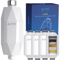 ALTHY Vitamin C Revitalizing Shower Water Filter - Reduces Chlorine Heavy Metal - Improves Dry Itchy Skin, Hair Dandruff, Eczema