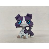 LPS Toys Rare Pet Shop Purple Collie Dog #1676 Blue Eyes Figure Toy