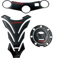 Motorcycle 3D Carbon Fiber Tank Cap Sticker Tank Pad Fork Triple Tree Upper Clamp Decals For Honda CBR600RR CBR 600 RR 2003 2004