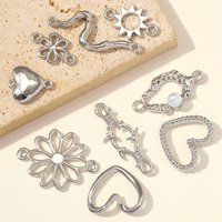 10pcs/lot High Polished Heart Sun Diy Connector Charms Flower Zinc Alloy Pendant For Women Earring Necklace Jewelry Making
