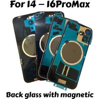 1PCS rear glass with magnetic solid color suitable for iPhone 15 16 Pro Max 14 Back cover replacement repair back glass case