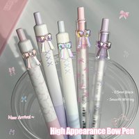 5 Pcs/Box Bow Gel Pens 0.5mm Creative Simple Quick Drying Pens Fashion Black Pens Study & Office Use