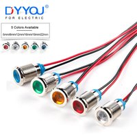 6/8/12/16/19/22mm Waterproof LED Metal Indicator Light 6V 12V 24V 110V 220V Signal Lamp With Wire red/yellow/blue/green/white