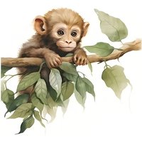 1PC Watercolor Adorable Monkey Room Decoration Living Room Bedroom Decoration Toilet Stickers Wall Stickers