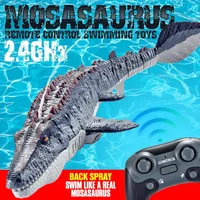 2.4GHz RC Mosasaurus Boat Remote Control Swimming Dinosaur Toy Waterproof Spray USB Rechargeable Pool Lake Kids Boys Outdoor