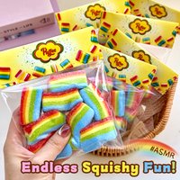 Rainbow Sour Strip Squishy Toy, Food-Grade Silicone, Soft Slow Rebound, Birthday Party New year Gift