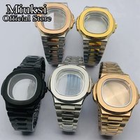Miuksi 40mm silver black gold watch case sapphire glass fit NH35 NH36 ETA2824 2836 Miyota8215 Mingzhu DG2813 3804 PT5000movement image 4