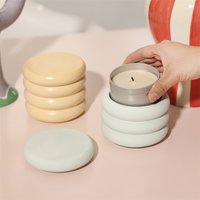 Bubble Concrete Candle Jar with Lid Silicone Mold and Replaceable 6oz Candle Tin DIY Cement Jesmonite Candle Vessel Mould