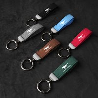 1PC Car Logo Key Chain Ring Metal Suede Keychain for Ford Mustang GT 2020 2019 2018 2017 2016 SHELBY 360 Degree Horseshoe Buckle