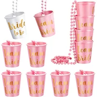 12pcs Team Bride Shot Glass Necklace Bride To Be Shot Cup Wedding Bridal Shower Bachelorette Hen Party Decor Drinking Game Favor