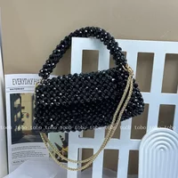 Detachable Handle Customized Beading Chain Bag High Quality Beaded Woven Shoulder Bags for Women Versatile Ladies Flap Hand Bags