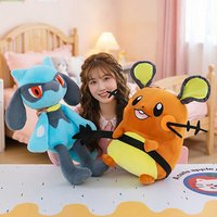 Pokemon Large Size Riolu & Dedenne Plush Toys Set, Soft Stuffed Riolu and Dedenne Dolls for Fans & Kids Children's Birthday Gift