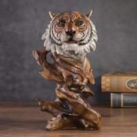 Set of Animal Head Resin Figurines, Lion Tiger Horse Eagle Sculptures for Desktop Home & Office Decor