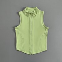 Sleeveless sports vest, quick-drying vest, women's sports crop top, stand-up collar zipper exercise vest